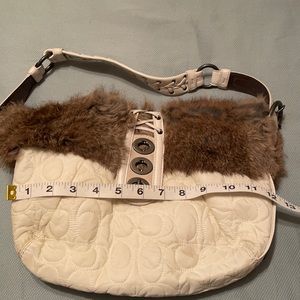 Coach off white hobo bag with real rabbit fur!